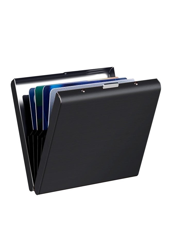 HAPTIME Ultra Thin Stainless Steel Credit Card Wallet RFID Blocking Slim Metal Business Card Case Holder for Travel and Work, Men & Women, Great as a Gift for Your Family or Friends (Black) - Image 1